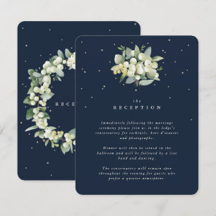 Dunkle Navy-Schneeberry+Eukalyptus Bouquet-Rezepti Begleitkarte