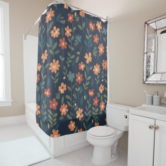 Dunkle Navy Simple Meadow Duschvorhang (Beispiel)