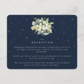 Dunkle Navy Snowberry+Eucalyptus Bouquet Empfang Begleitkarte (Vorderseite)