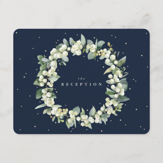 Dunkle Navy Snowberry+Eucalyptus Garland Empfang Begleitkarte (Rückseite)