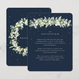 Dunkle Navy Snowberry+Eucalyptus Garland Empfang Begleitkarte