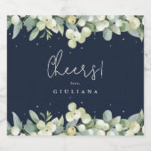 Dunkle Navy Snowberry+Eucalyptus Winter Bacheloret Bierflaschenetikett (Einzelnes Label)