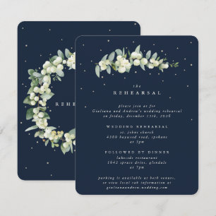 Dunkle Navy Snowberry+Eukalyptus Wedding Probe Begleitkarte