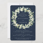 Dunkle Navy Snowberry+Eukalyptus Wedding Probe Einladung (Vorderseite)