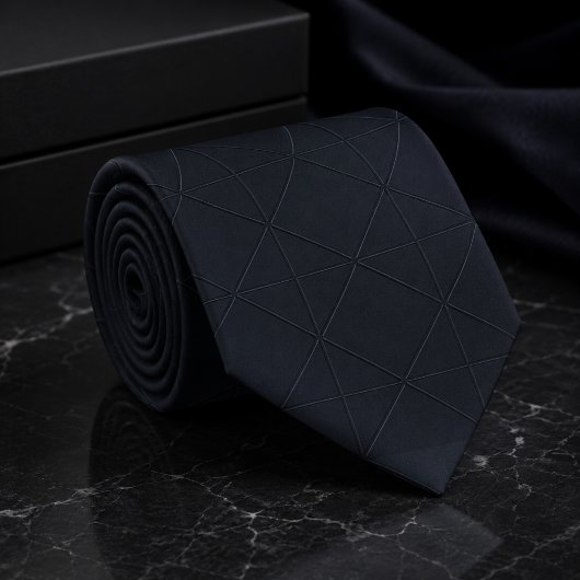 Dunkle Navy-Trauer-Geometrie Krawatte