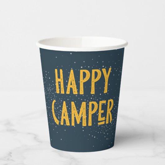 Dunkle Navy und Gelbe Happy Camper Cups Pappbecher (Links)