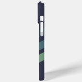 Dunkle Navy und grüne Diagonal Streifen Case-Mate iPhone Hülle (Rückseite / Links)