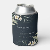 Dunkle Navy Weiß Greenerie Blumenzwiebeln Hochzeit Dosenkühler (Kanne Vorderseite)