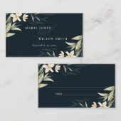 Dunkle Navy Weiß Greenerie Blumenzwiebeln Hochzeit Platzkarte (Vorne/Hinten)
