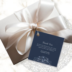 Dunkle Navy Weiße Wildblume Hochzeit Vielen Dank Geschenkanhänger