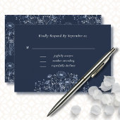 Dunkle Navy White Blue Wildblume Wedding RSVP