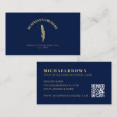 Dunkle Navy Writer Mobile Notar Gold QR-Code Visitenkarte (Vorne/Hinten)