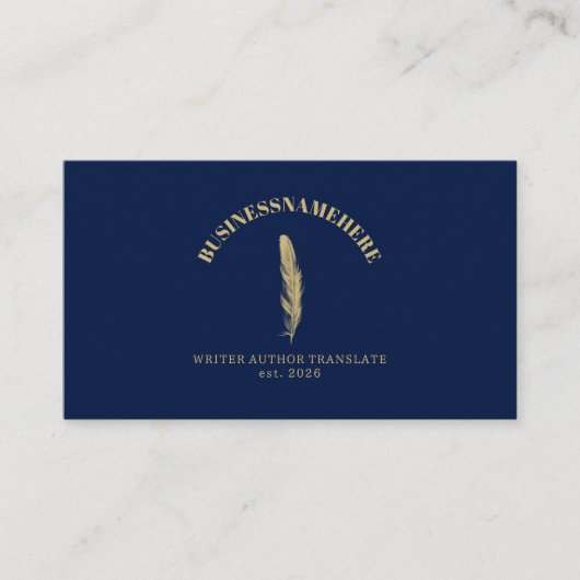 Dunkle Navy Writer Mobile Notar Gold QR-Code Visitenkarte (Vorderseite)