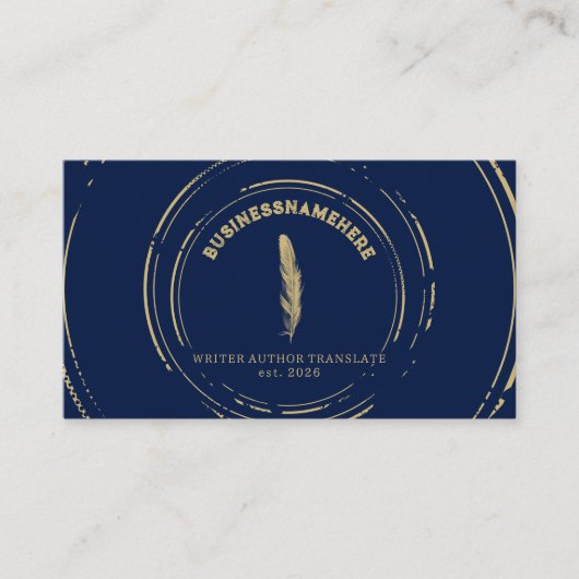 Dunkle Navy Writer Mobile Notar Gold QR-Code Visitenkarte (Vorderseite)