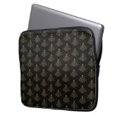 Dunkle Obsidian-Gold-Cyber-Pyramide-Neo-Deco-Rüstu Laptopschutzhülle (Vorderseite Links)