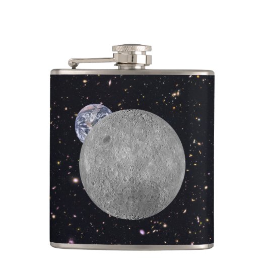 Dunkle oder ferne Seite des Mond Sternenhimmel Flachmann (Vorderseite)