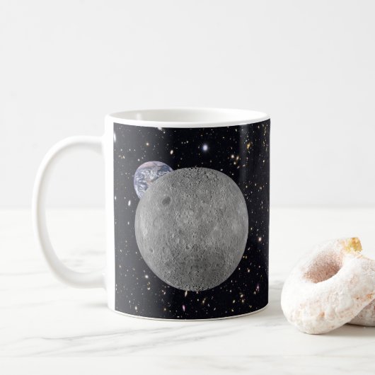 Dunkle oder ferne Seite des Mond Sternenhimmel Kaffeetasse (Mit Donut)