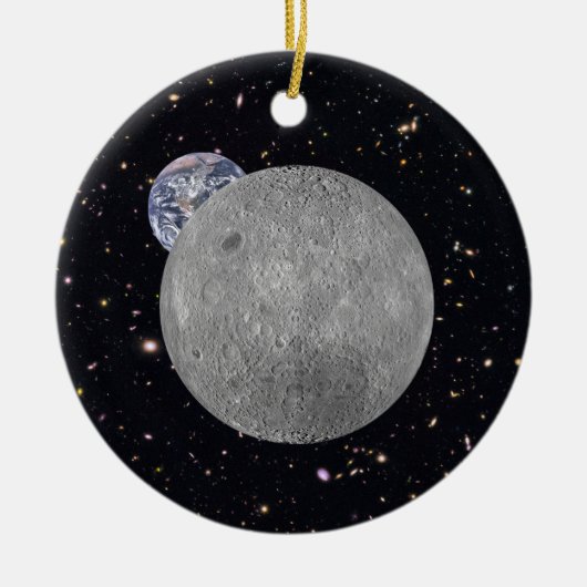 Dunkle oder ferne Seite des Mond Sternenhimmel Keramikornament (Vorne)