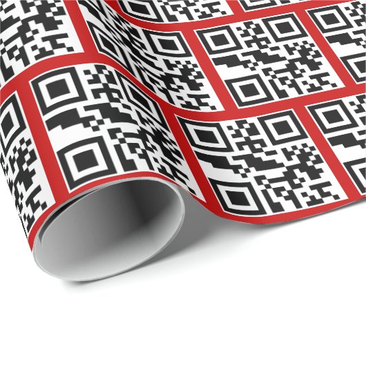 Dunkle oder nizza QR-Codes auf Rot Geschenkpapier (Rolleneckpunkt)