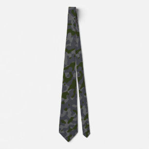 Dunkle Olive Camouflage in Kohle und Grau Krawatte