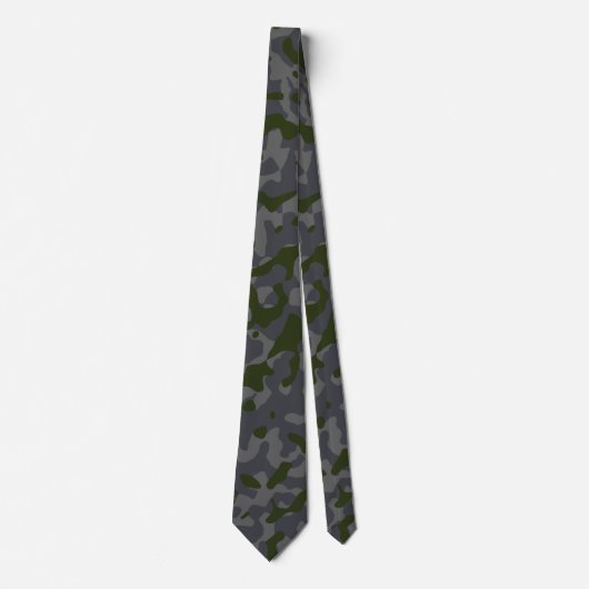 Dunkle Olive Camouflage in Kohle und Grau Krawatte (Vorderseite)