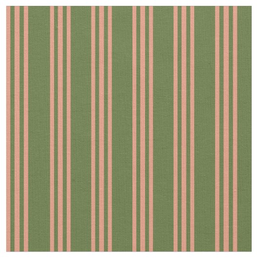 Dunkle Olive Green & Dark Lachs Lines Stoff (Nahaufnahme)