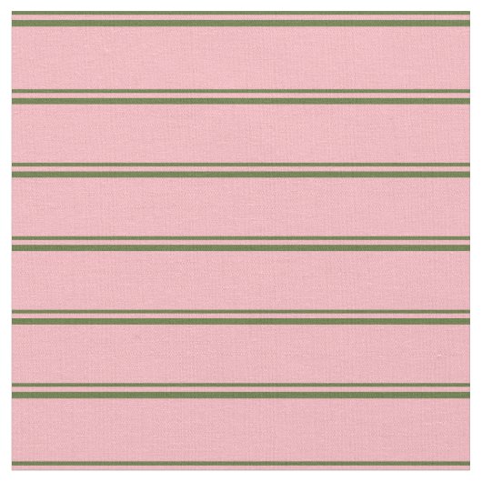 Dunkle Olive Green & Light Pink Streifen Stoff (Nahaufnahme)