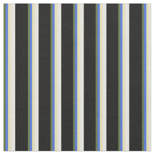 Dunkle Olive Green, Royal Blue, Tan, White & Black Stoff