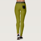 Dunkle Olive Green Solid Color Trendy Afrikanische Leggings (Rückseite)