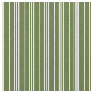 Dunkle Olive Green & White Lines Stoff