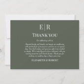 Dunkle Oliven-Monogramm-Hochzeits-Dankeskarten Dankeskarte (Vorderseite)