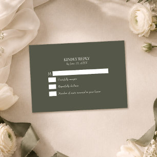 Dunkle Oliven-Monogramm-Hochzeits-RSVP-Karte RSVP Karte