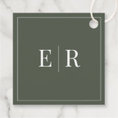 Dunkle Oliven-Monogramm-Hochzeits-Willkommensgesch Geschenkanhänger (Rückseite)