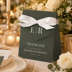 Dunkle Oliven-Monogramm-Hochzeitsgeschenkbox Geschenkschachtel