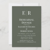 Dunkle Oliven-Monogramm-Probeabend-Einladung Einladung (Vorderseite)