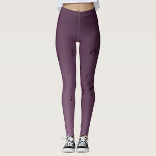 Dunkle Ombre-Musiknoten Mauve Leggings
