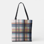 Dunkle Opaque Earthy Woven Karierte Streifen Tasche (Rückseite)