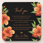 Dunkle Orange Blume Trendy Floral Wedding Getränkeuntersetzer (Vorderseite)