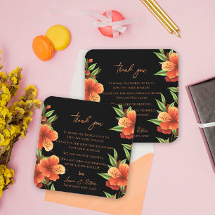 Dunkle Orange Blume Trendy Floral Wedding Getränkeuntersetzer
