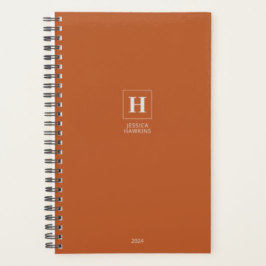 Dunkle Orange Classic Monogram Personal Weekly Planer (Vorderseite)