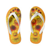 Dunkle Orange Kleinkind Unisex Sonnenblumen Flip F Kinderbadesandalen (Fußbett)