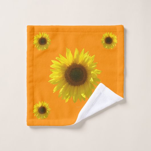 Dunkle Orange - Sonnenblumen Badhandtuch Set (Waschlappen)