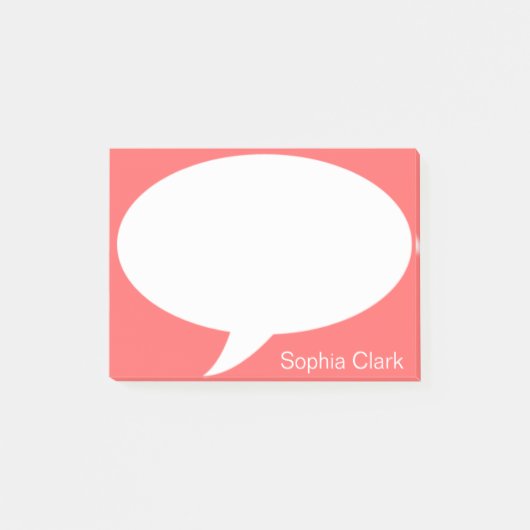 Dunkle Orange-Talk-Blase gerundet Personalisiert Post-it Klebezettel (Vorderseite)