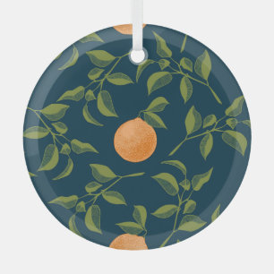 Dunkle Orangenzitruszweige im Hintergrund Ornament Aus Glas