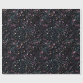 Dunkle Orchidee Maximalistischer gotischer Blumen Geschenkpapier (Flach)