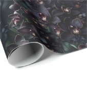 Dunkle Orchidee Maximalistischer gotischer Blumen Geschenkpapier (Rolleneckpunkt)