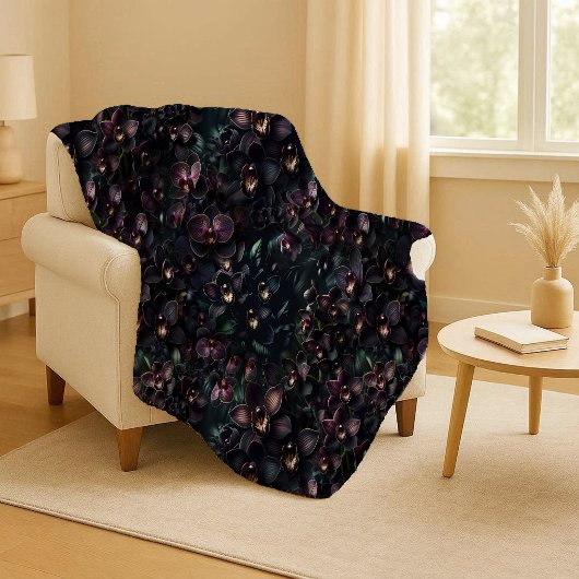 Dunkle Orchidee Maximalistischer Gotischer Floral  Sherpadecke