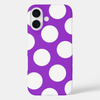 Dunkle Orchideen und weiße Polka-Punkte iPhone 16 Hülle
