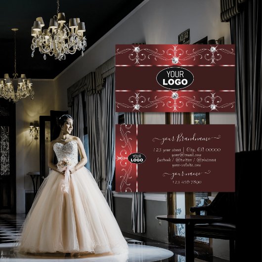 Dunkle Ornamentalrinde, rote Verzierte Grenzen mit Visitenkarte