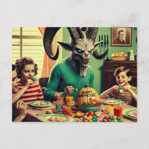 Dunkle Ostern Vintage Süßigkeiten Abendessen Horro Postkarte